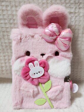 CLAIRE'S Plush Pink Bunny Journal Diary - NEW NWT